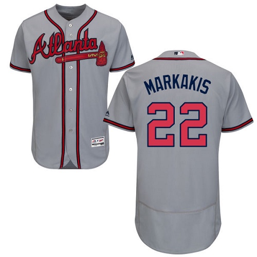 Braves #22 Nick Markakis Grey Flexbase Authentic Collection Stitched MLB Jersey